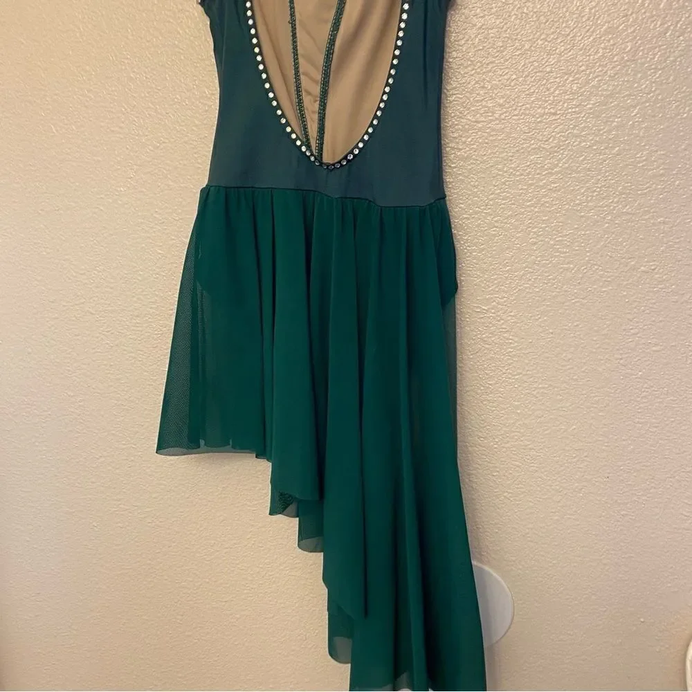 WEISSMAN Balera competition solo Dance custom illusion green Costume D12370 LC